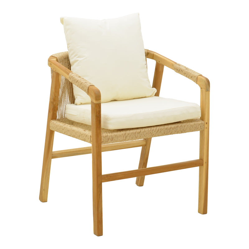 Фотьойл Cuerda с рамка от тиково дърво и pe въже в естествен нюанс 55x60x80см