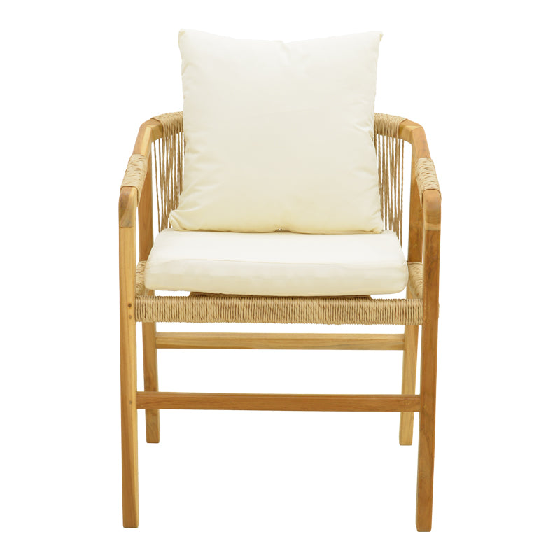 Фотьойл Cuerda с рамка от тиково дърво и pe въже в естествен нюанс 55x60x80см