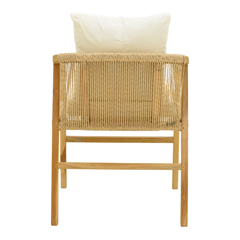 Фотьойл Cuerda с рамка от тиково дърво и pe въже в естествен нюанс 55x60x80см