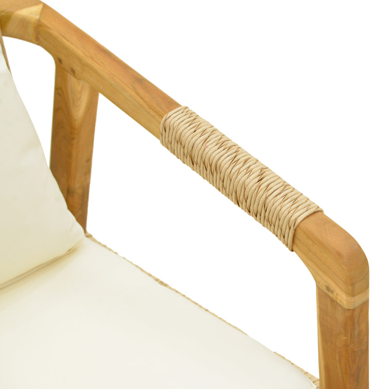 Фотьойл Cuerda с рамка от тиково дърво и pe въже в естествен нюанс 55x60x80см