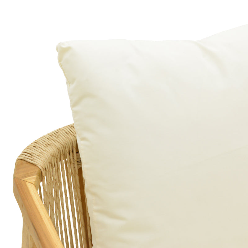 Фотьойл Cuerda с рамка от тиково дърво и pe въже в естествен нюанс 55x60x80см