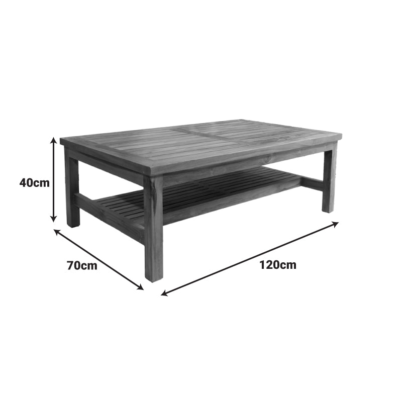 Холна маса louf цвят орех тиково дърво 120x70x40см