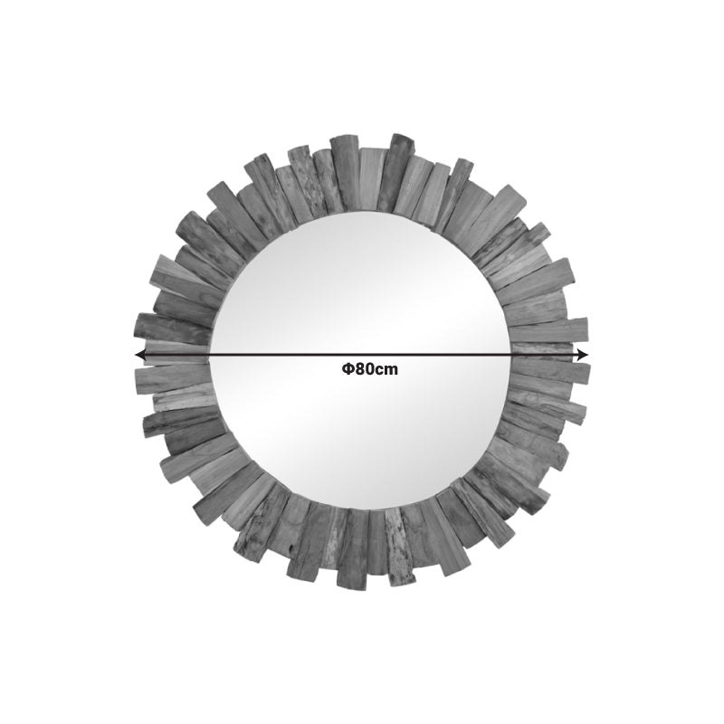 Огледало Rounder тиково дърво в естествен цвят D80x4см