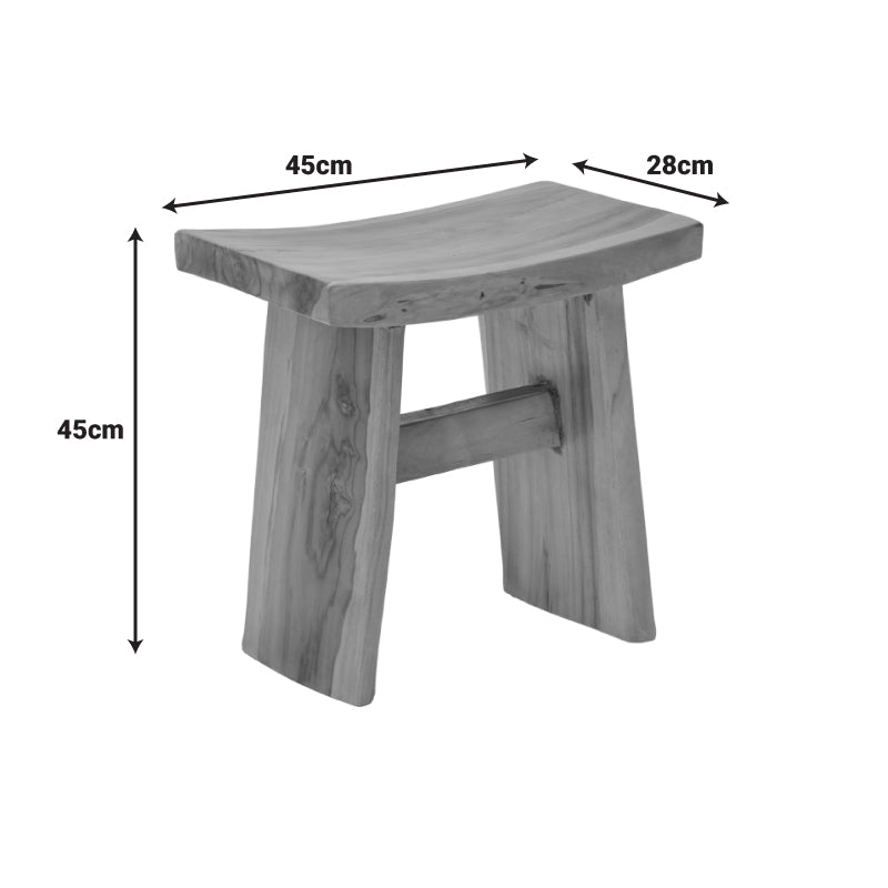 Табуретка BORBE тиково дърво в естествен цвят 45x28x45см