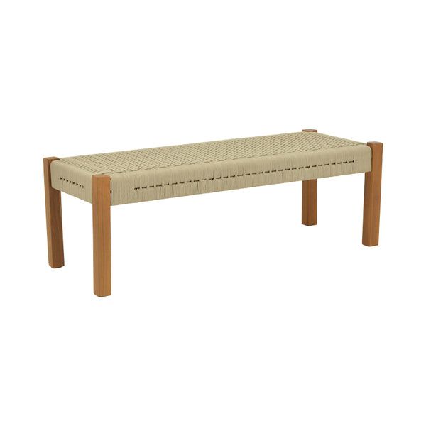 Пейка UMA тиково дърво и PE въже в естествен нюанс 120x45x40см