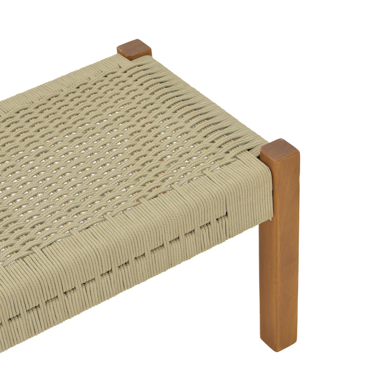Пейка UMA тиково дърво и PE въже в естествен нюанс 120x45x40см