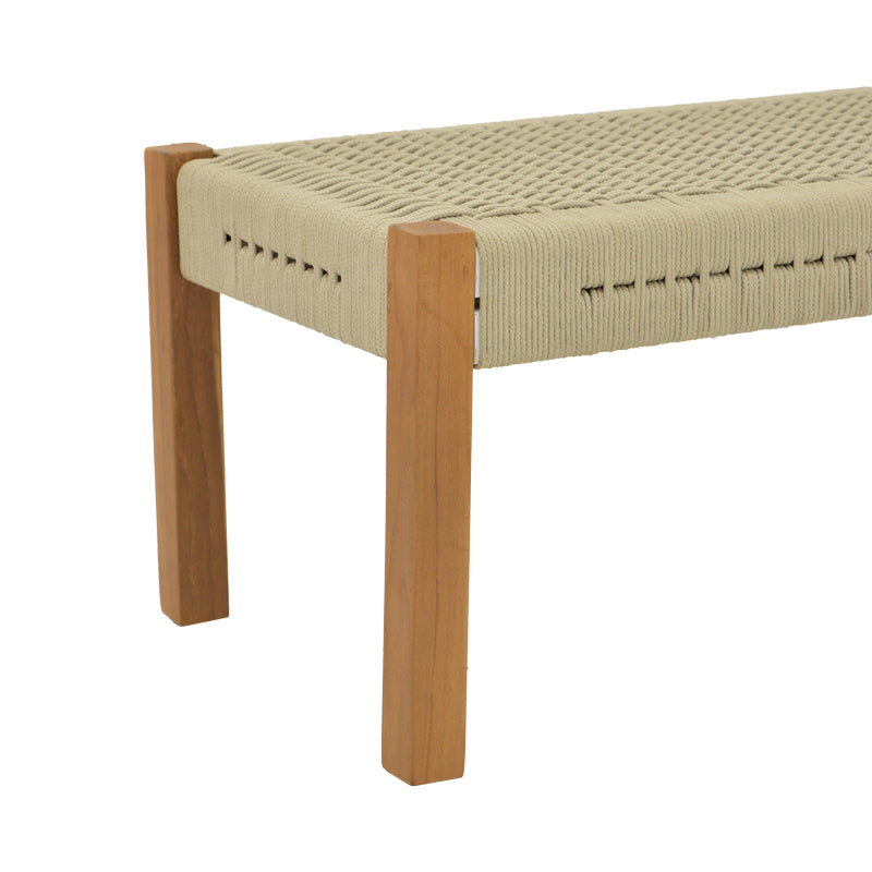 Пейка UMA тиково дърво и PE въже в естествен нюанс 120x45x40см