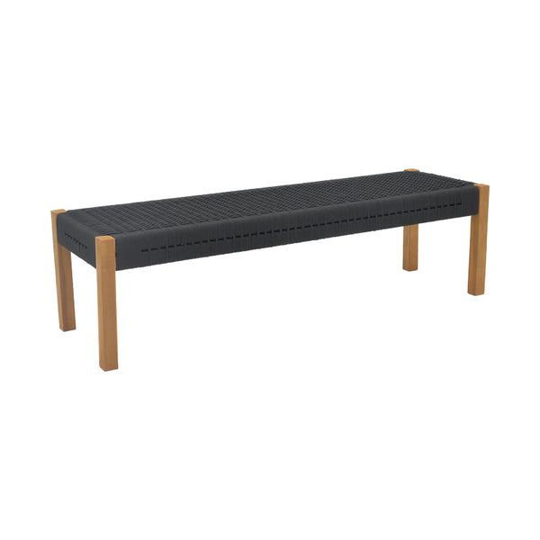 Пейка UMA тиково дърво и PE въже в черен нюанс 120x45x40см