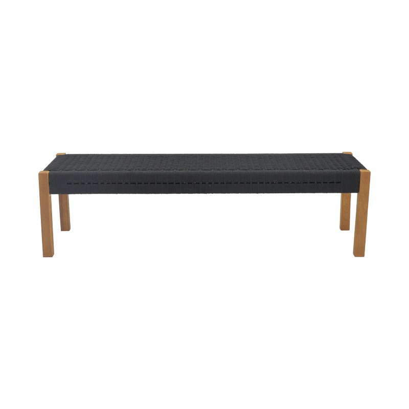 Пейка UMA тиково дърво и PE въже в черен нюанс 120x45x40см