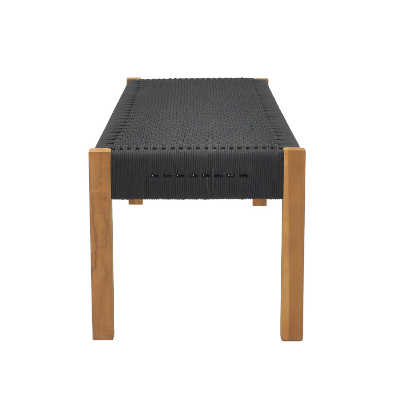 Пейка Uma тиково дърво и PE въже в черен нюанс 120x45x40см