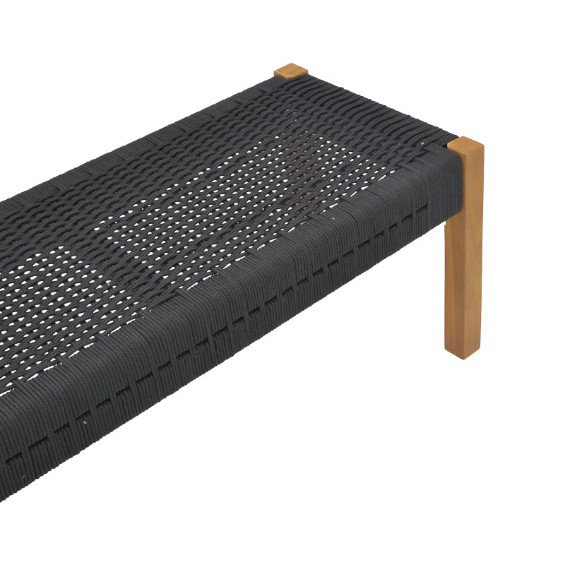 Пейка UMA тиково дърво и PE въже в черен нюанс 120x45x40см