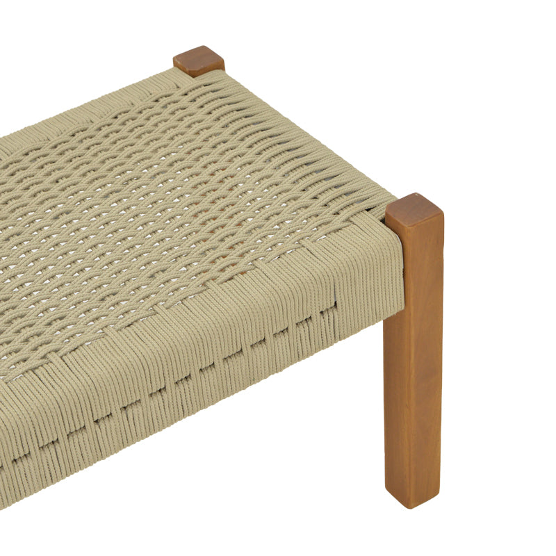 Пейка Uma тиково дърво и PE въже в естествен нюанс 150x45x40см