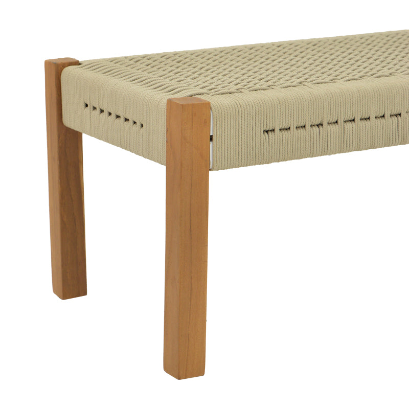 Пейка UMA тиково дърво и PE въже в естествен нюанс 150x45x40см