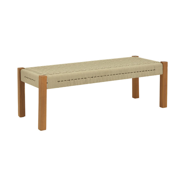 Пейка UMA тиково дърво и PE въже в естествен нюанс 150x45x40см