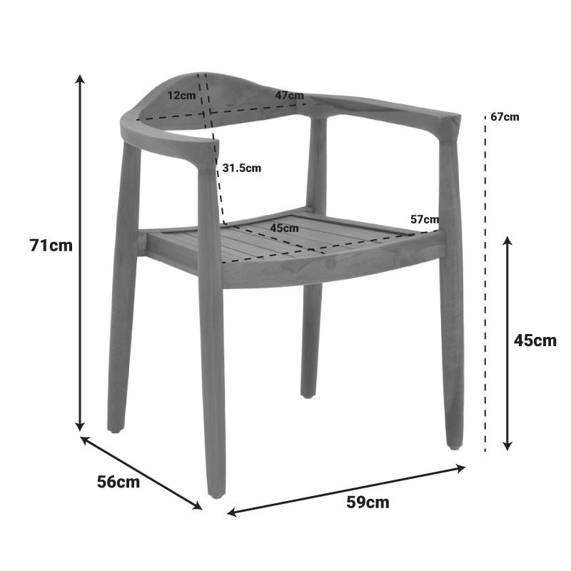 Фотьойл Ganny тиково дърво в естествен нюанс 59x56x71см