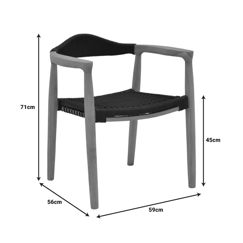 Трапезен комплект 9 бр Ganny-Pino тиково дърво в естествено - черен нюанс с маса 180/240x100x75см