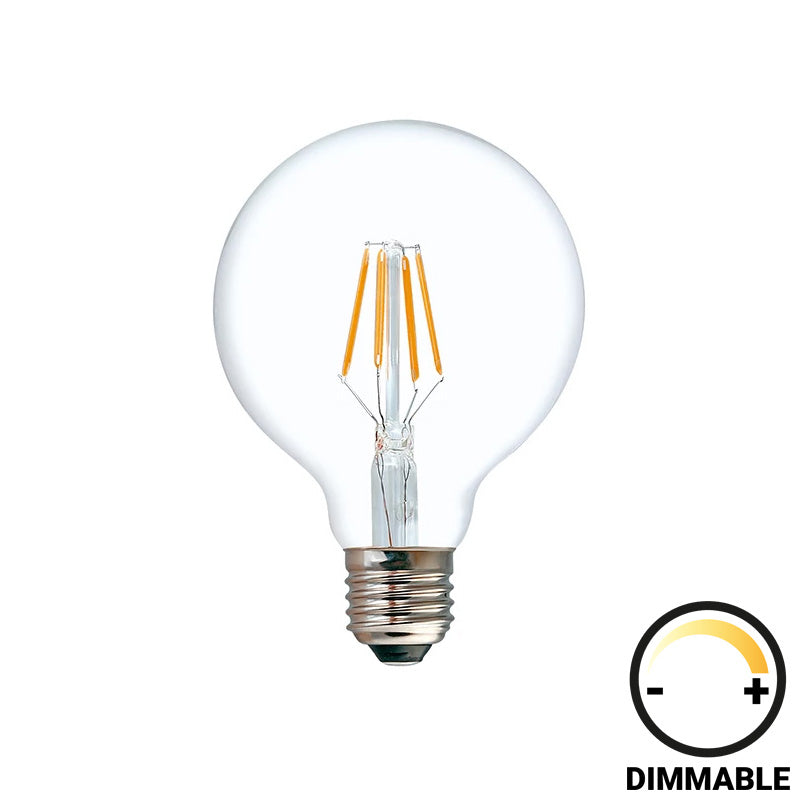 LED лампа G95 крушка димируема 4W E27 200-220V прозрачна