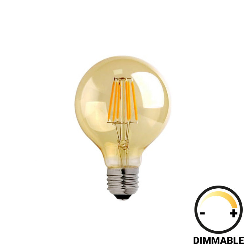 LED лампа G125 Крушка димируема 8W E27 кехлибарена