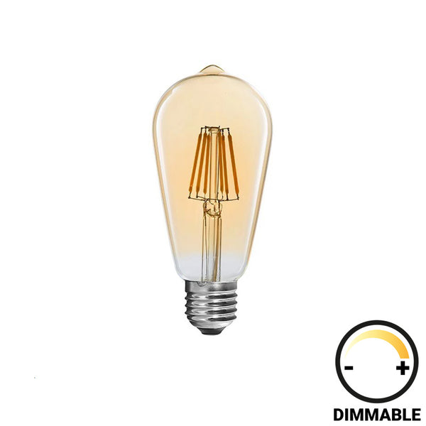 LED лампа ST64 Крушка димируема 8W E27 кехлибарена