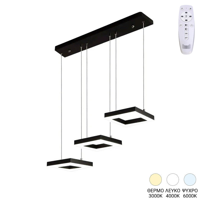 3-светлинен плафон Benor led черен метал 70x20x15см