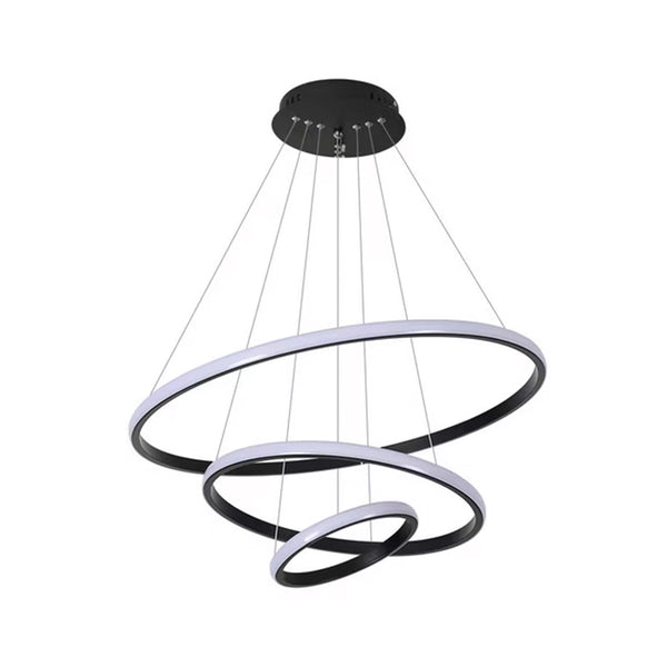 Таванна лампа Rings led метал с черен абажур d60x100см
