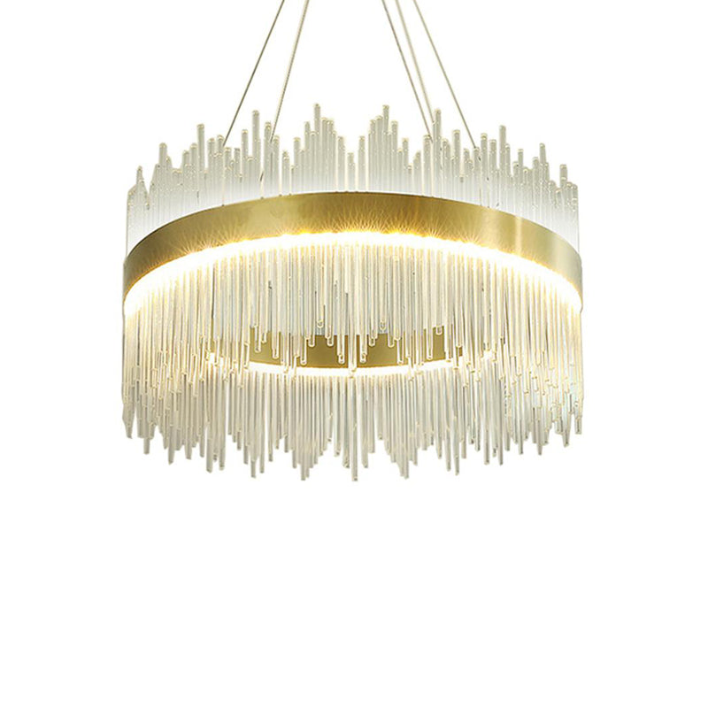Led полилей за таван CROWN в златисто с кристали d40x30 см
