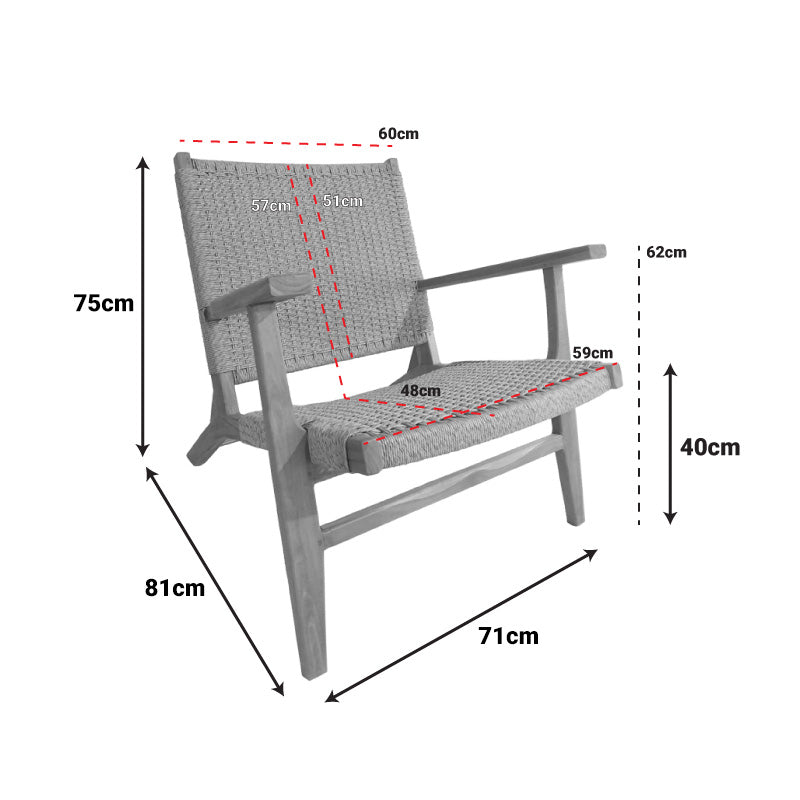 Фотьойл Crosy тиково дърво в естествен нюанс 71x81x75см