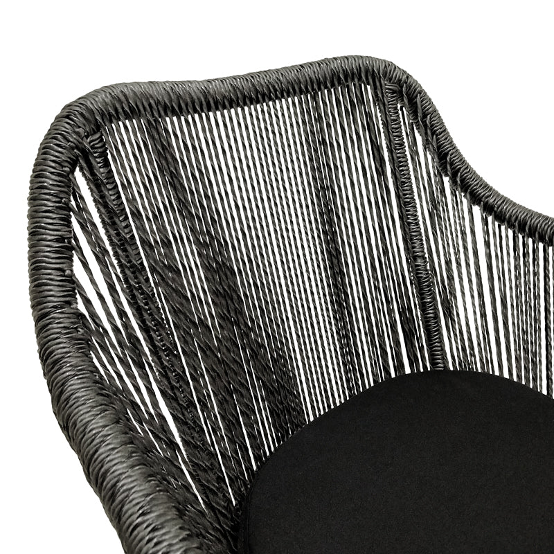 Кресло Kalie тиково дърво и синтетично въже в естествено-черен нюанс с възглавница 60x61x80см