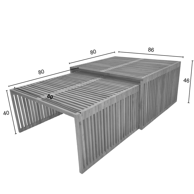 Комплект маса Tinnie I от 2 тиково дърво в естествен нюанс