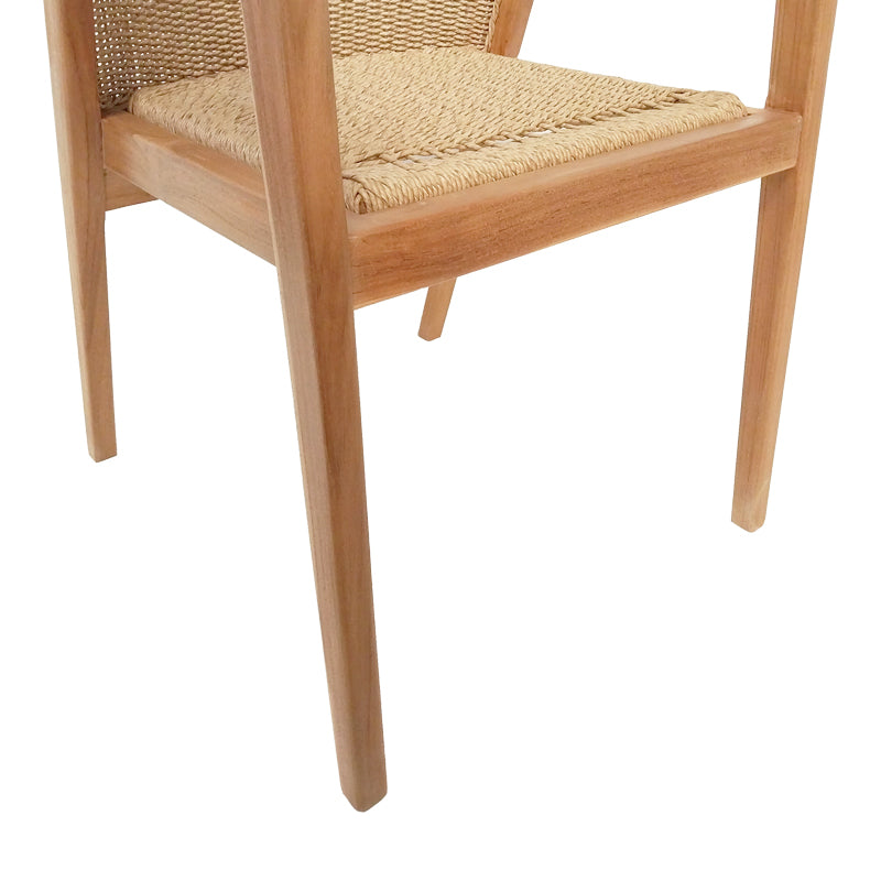 Кресло GRANNY тиково дърво и синтетично въже в естествен цвят 60x60x82см