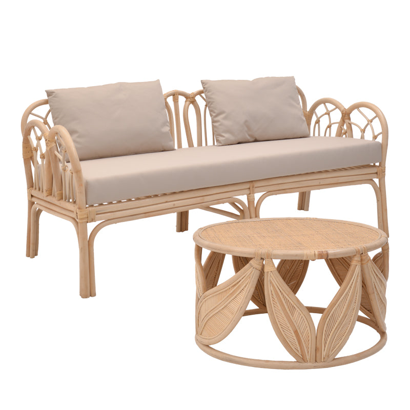 Комплект от 2 части ратан Ytrone-Siderty в естествен цвят диван 166см