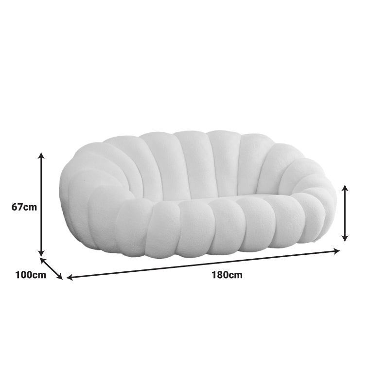 Диван Margaritine бял плат букле 180x100x67см