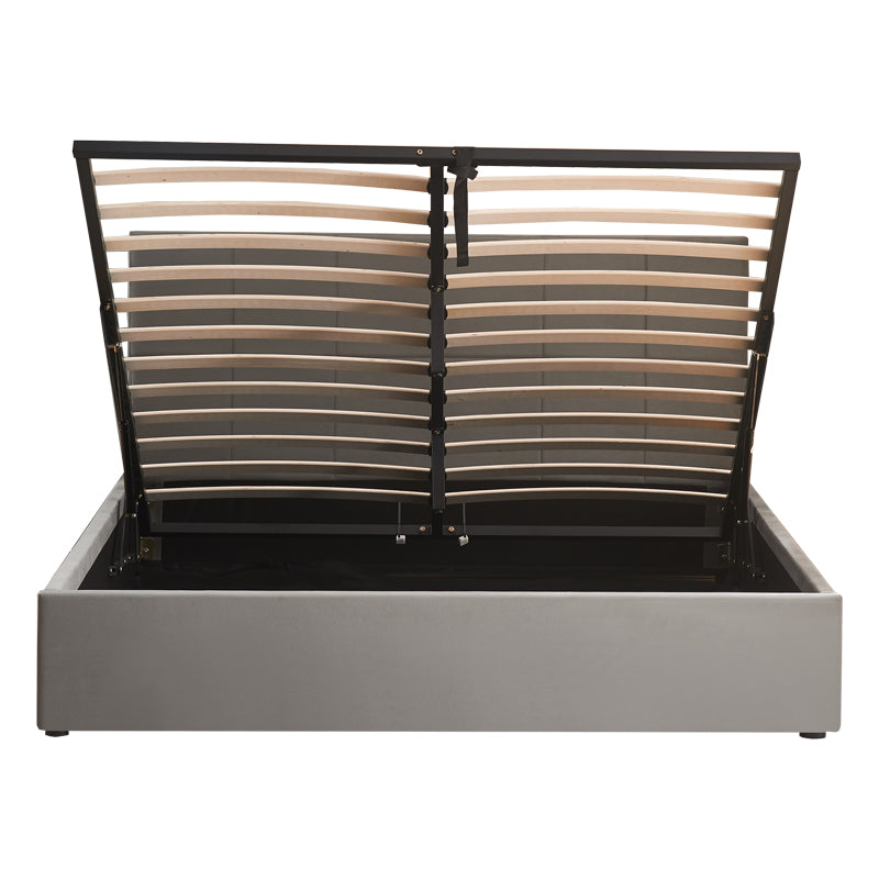 Двойно легло с място за съхранение Zamblene сиво кадифе 160x200см