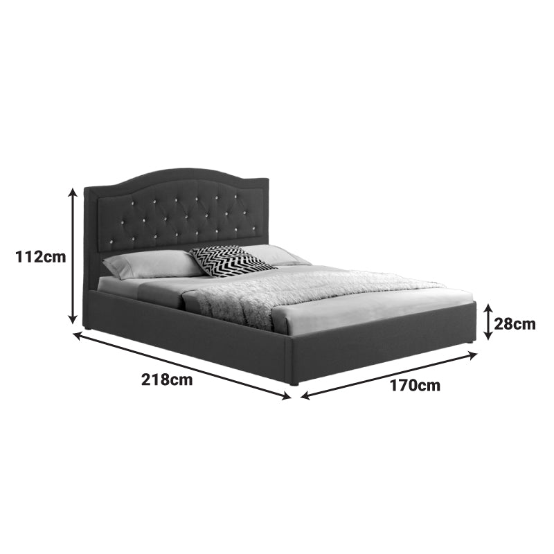 Двойно легло с място за съхранение Majore плат антрацит 160x200см