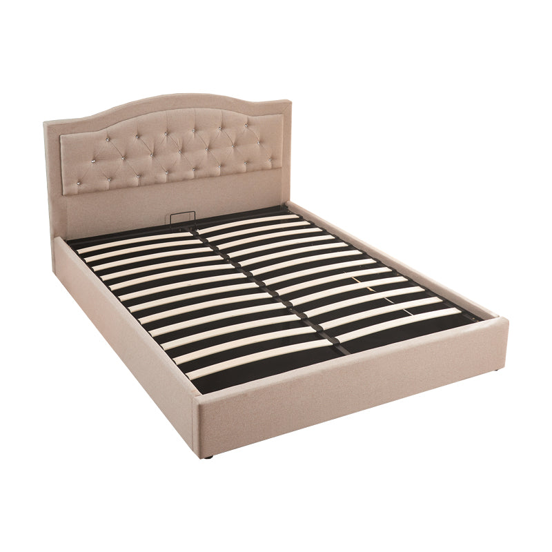 Двойно легло с място за съхранение Majore бежов плат 160x200см