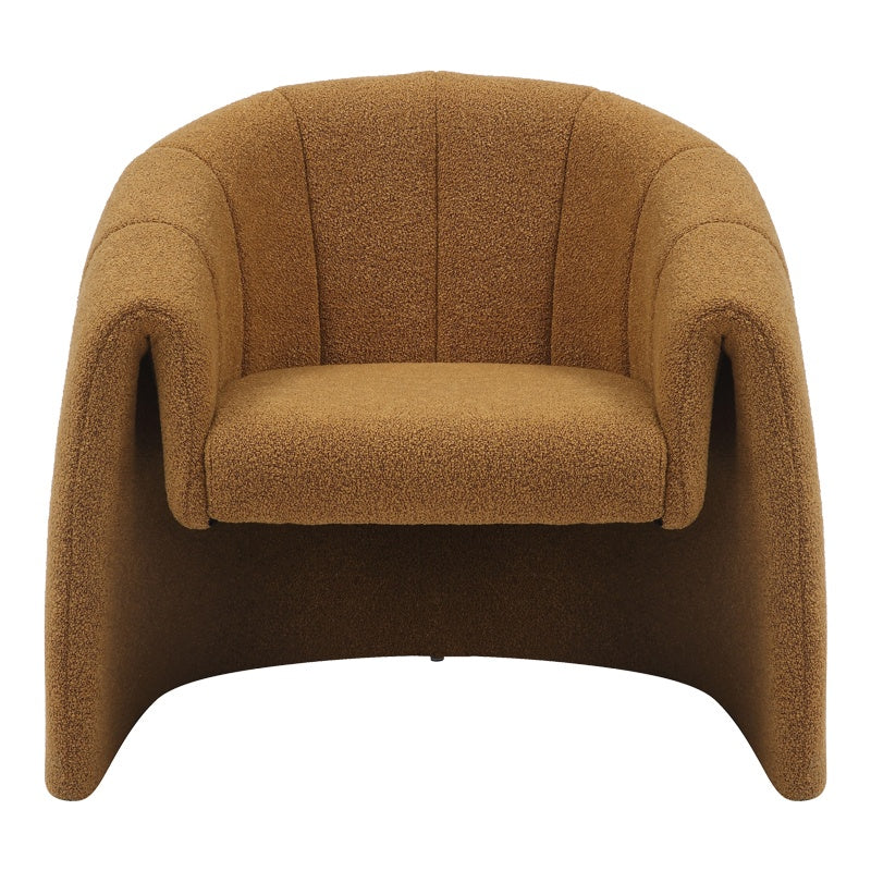 Елегантен фотьойл  Fassy плат букле в горчичен нюанс 80x66x80см