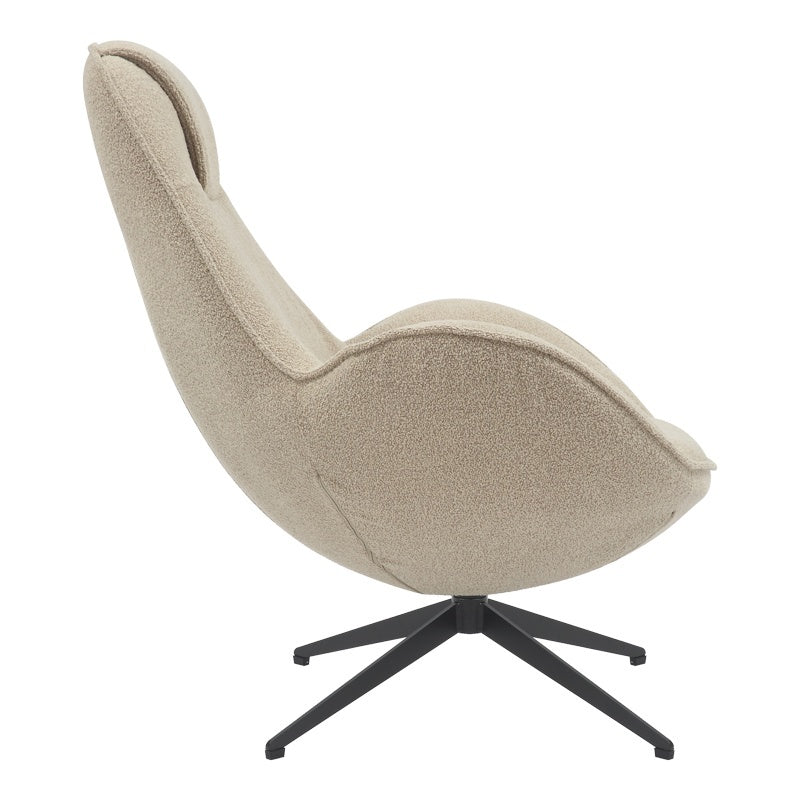 Въртящ се фотьойл Flago плат букле в бежов нюанс 85x88x103.5cm