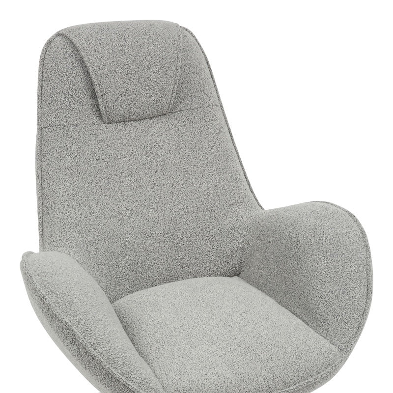 Фотьойл въртящ се Flago плат букле в светло сив нюанс 85x88x103.5cm