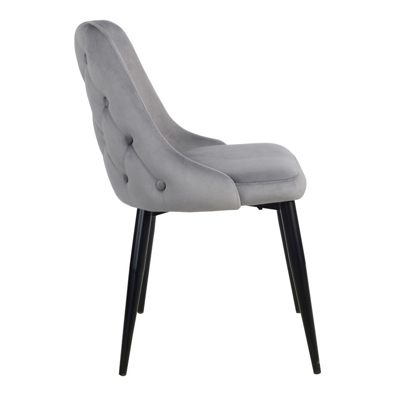 Стол Zedna сиво кадифе с черни метални крака 51x58x84см