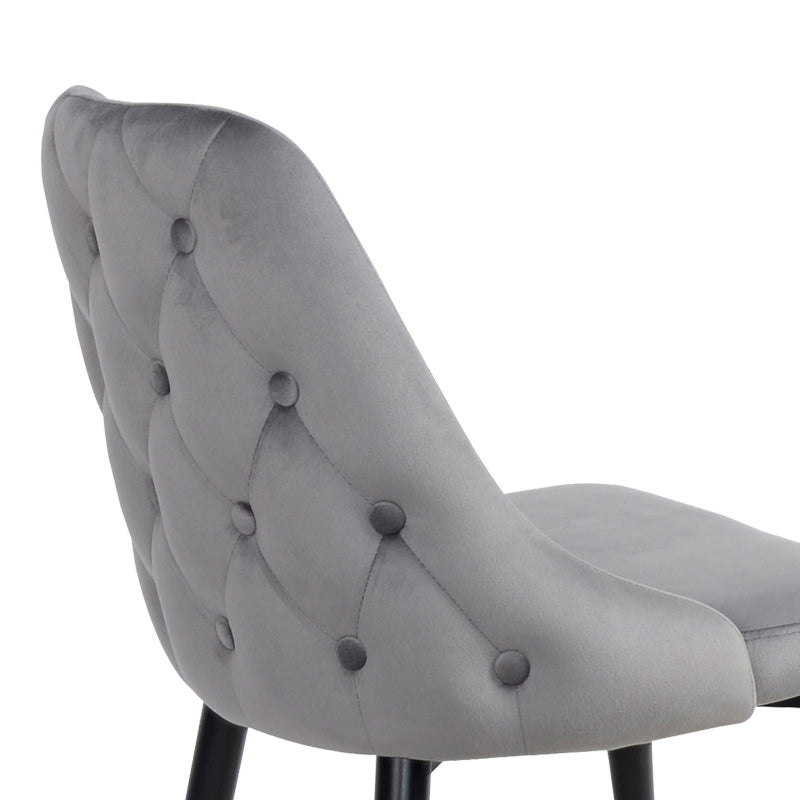 Стол Zedna сиво кадифе с черни метални крака 51x58x84см