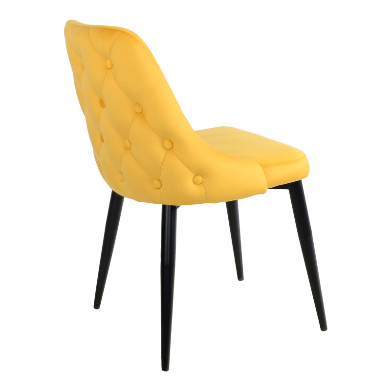 Стол ZEDNA жълто кадифе с черни метални крака 51x58x84см