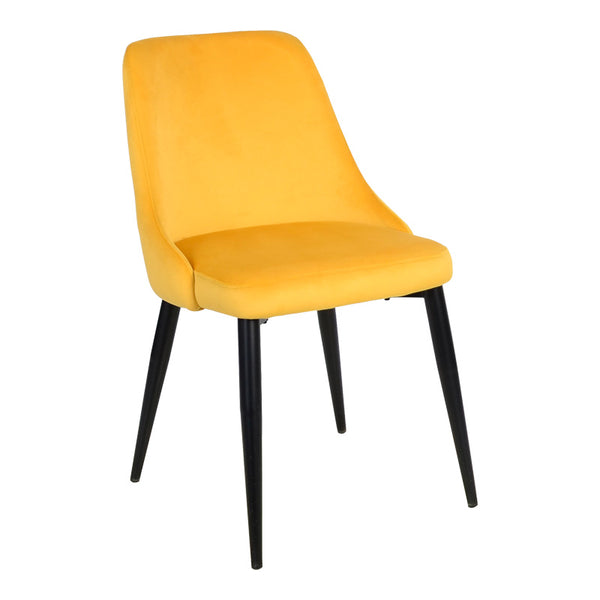 Стол ZEDNA жълто кадифе с черни метални крака 51x58x84см