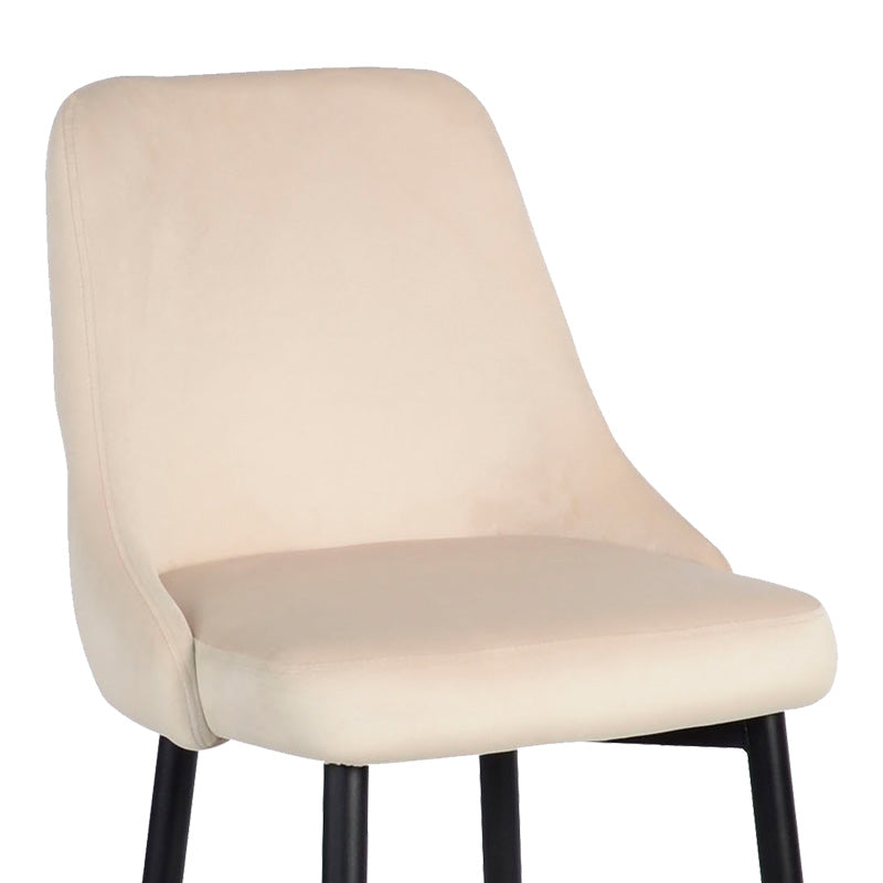 Бар стол Zedna бежово кадифе с черни метални крака 52x57x111см