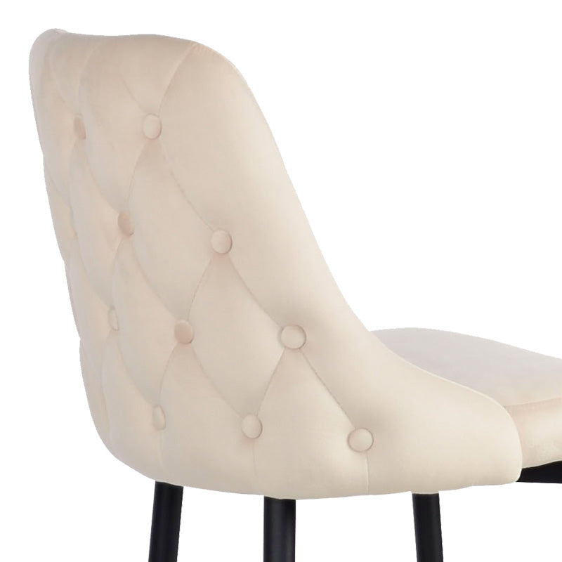 Бар стол Zedna бежово кадифе с черни метални крака 52x57x111см