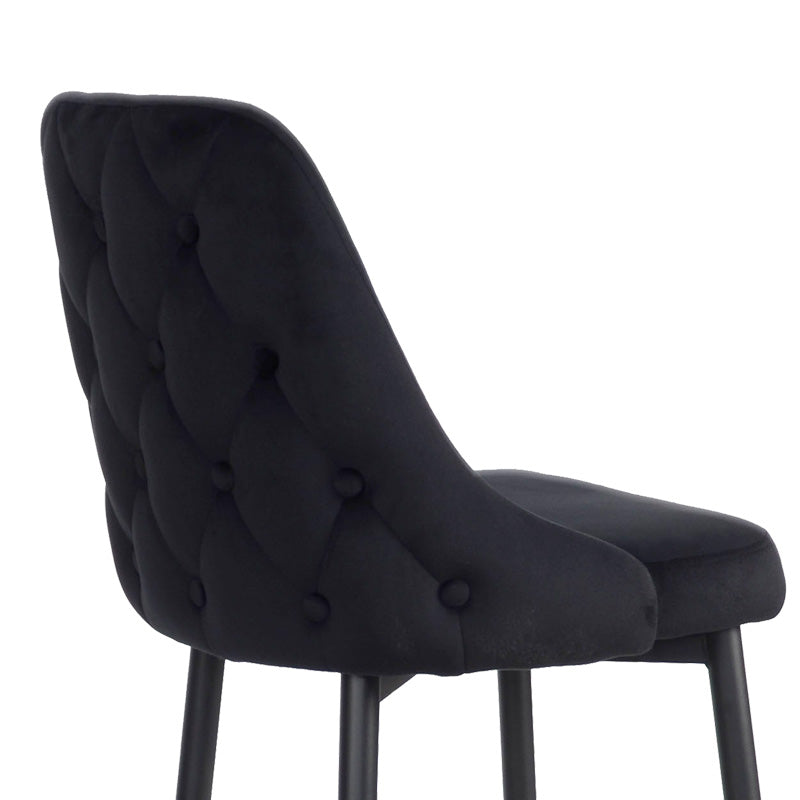 Бар стол Zedna черно кадифе с черни метални крака 52x57x111см