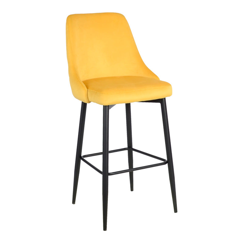 Бар стол Zedna жълто кадифе с черни метални крака 52x57x111см