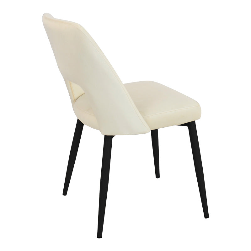 Стол MURDE бежово кадифе и метални крака в черен цвят 48.5x61x89см