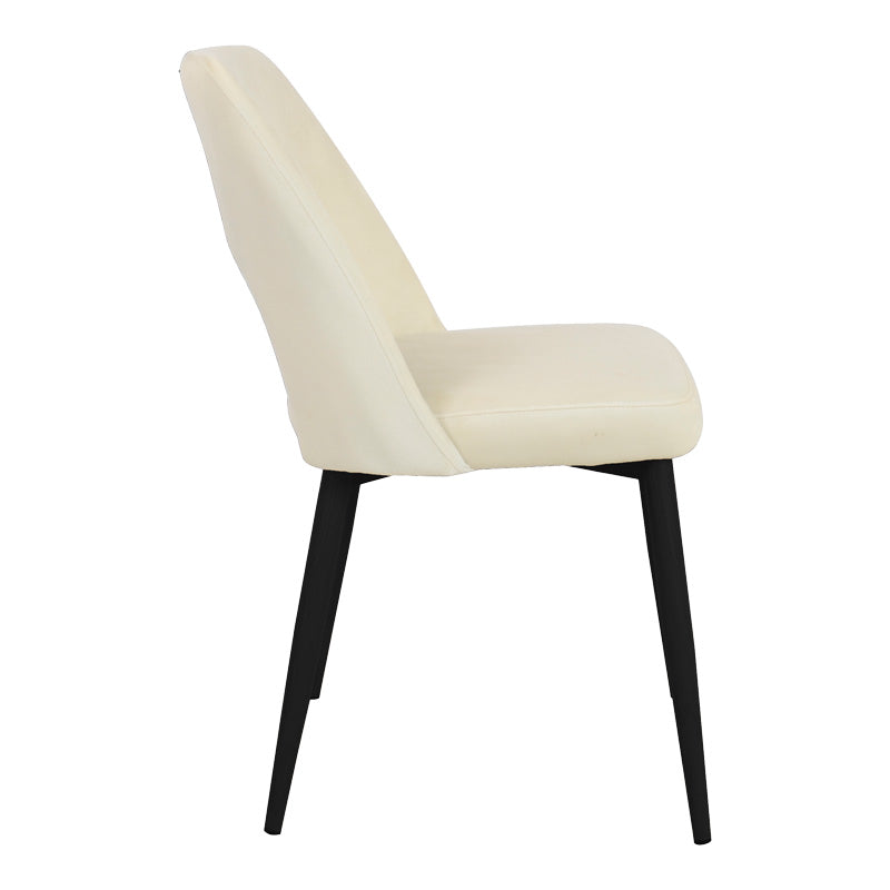 Стол MURDE бежово кадифе и метални крака в черен цвят 48.5x61x89см
