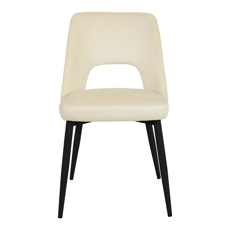 Стол MURDE бежово кадифе и метални крака в черен цвят 48.5x61x89см