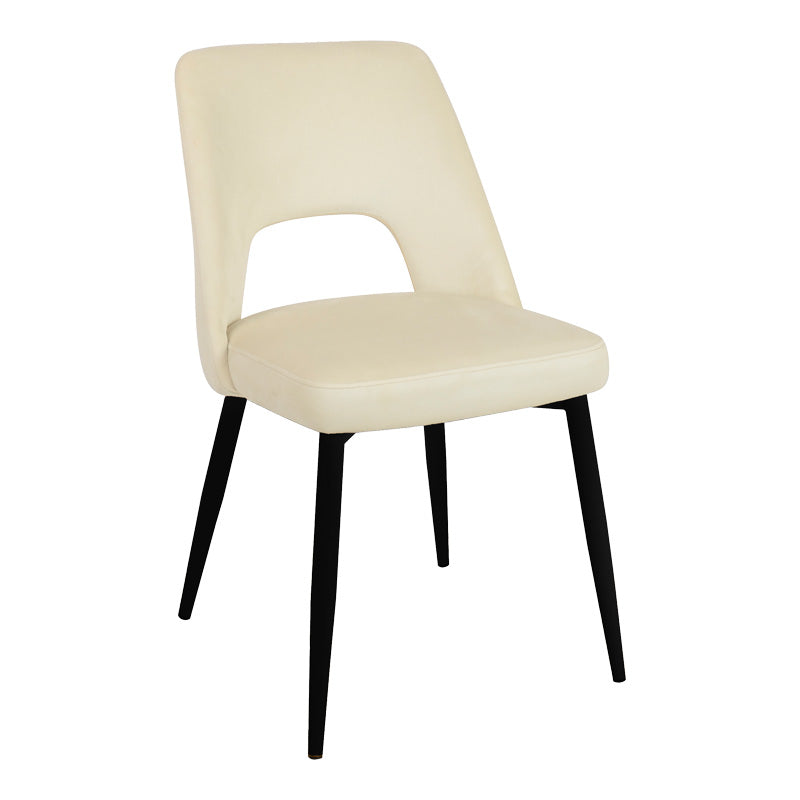 Стол MURDE бежово кадифе и метални крака в черен цвят 48.5x61x89см